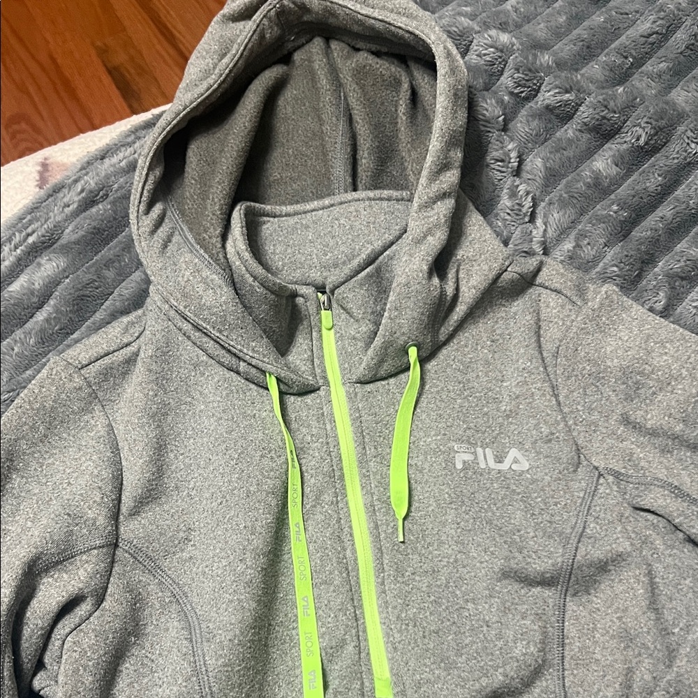 Fila Heather Gray Jacket with Lime Accents